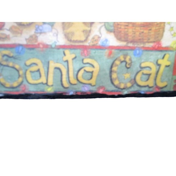 Santa Cat Print On Slate Tile Plaque Knotted Leather Hanger GUC So Much Detail - Picture 10 of 15